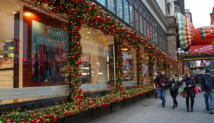 Christmas decor outside store
